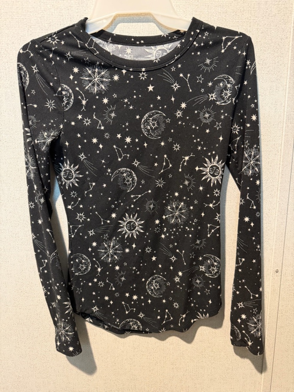 No Boundaries Black Long Sleeve Celestial Print Tee
